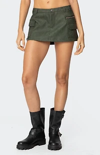 Edikted Faux Leather Cargo Micro Skort