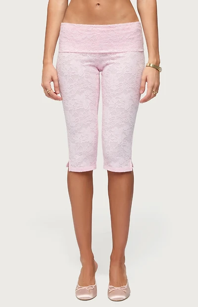 Edikted Talisa Foldover Lace Capri Pants