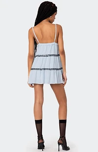 Edikted Angelica Tiered Ribbon Mini Dress