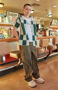 Pacsun Kids Stretch Olive E-Waist Porter Baggy Cargo Pants