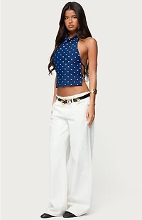 Edikted Raiya Polka Dot Backless Halter Top