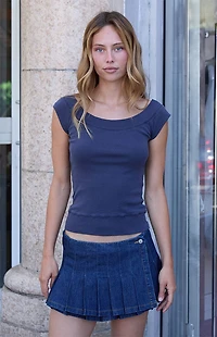 John Galt Blue Ginny Off-The-Shoulder Top