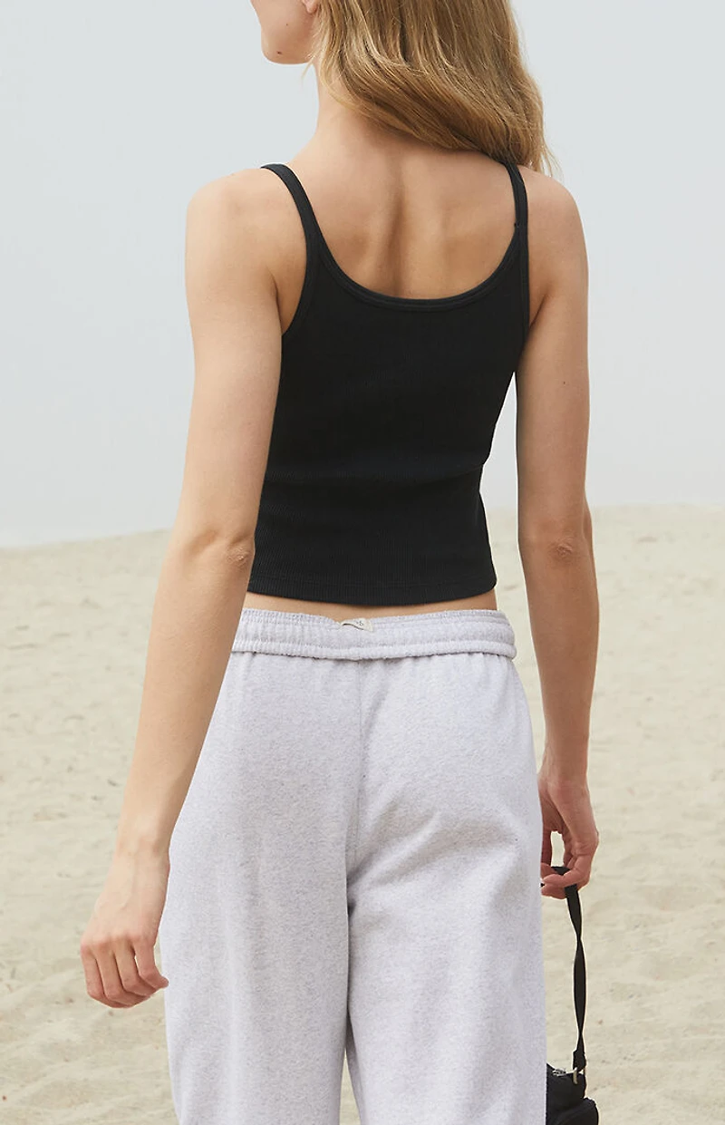 John Galt Black Beyonca Cropped Tank Top