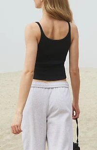 John Galt Black Beyonca Cropped Tank Top