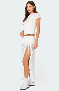 Edikted Ruffled Sheer Lace Maxi Skort