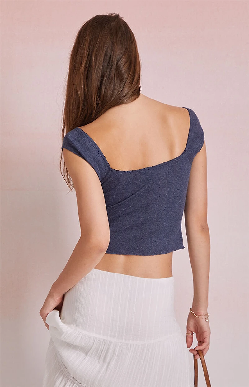 Beverly and Beck Ava Cinched Pointelle Top