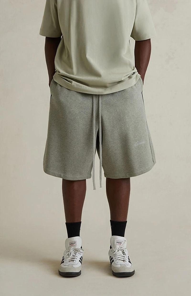 Fear of God ESSENTIALS Concrete Heather & Black Basketball Fleece Sweat Short