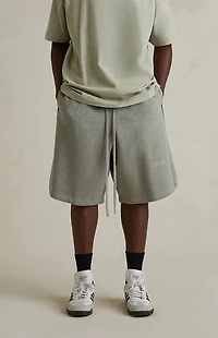 Fear of God ESSENTIALS Concrete Heather & Black Basketball Fleece Sweat Short