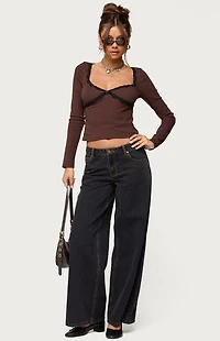 Edikted Porta Contrast Lacey Top