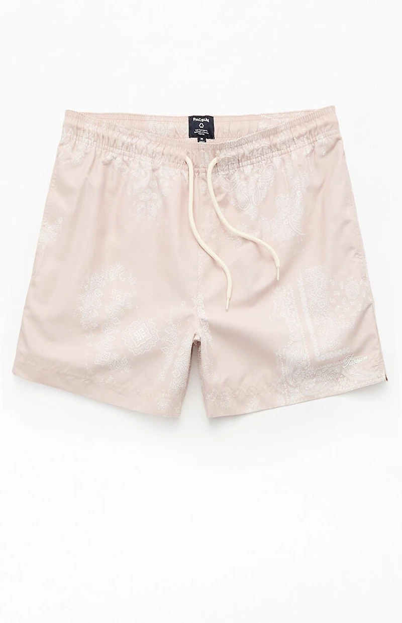 Pacsun Tan Blotch Bandana Eco 4.5" Swim Trunks