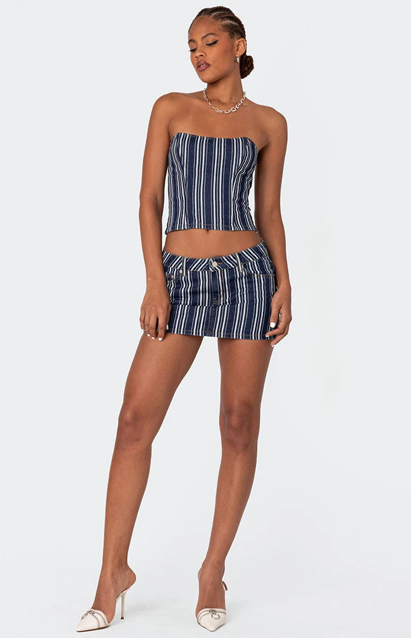 Edikted Inez Striped Denim Corset