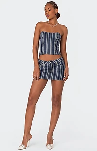 Edikted Inez Striped Denim Corset