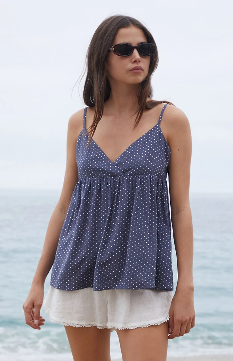 John Galt Navy Polka Dot Edith Tank Top