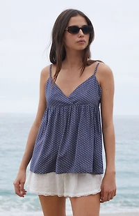 John Galt Navy Polka Dot Edith Tank Top