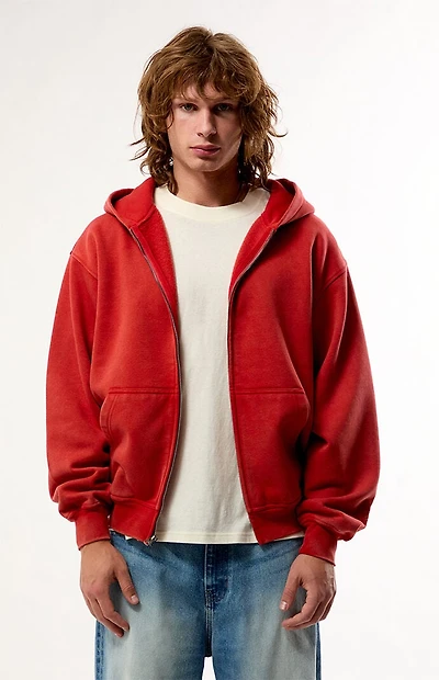 Pacsun Red Snow Wash Full Zip Hoodie