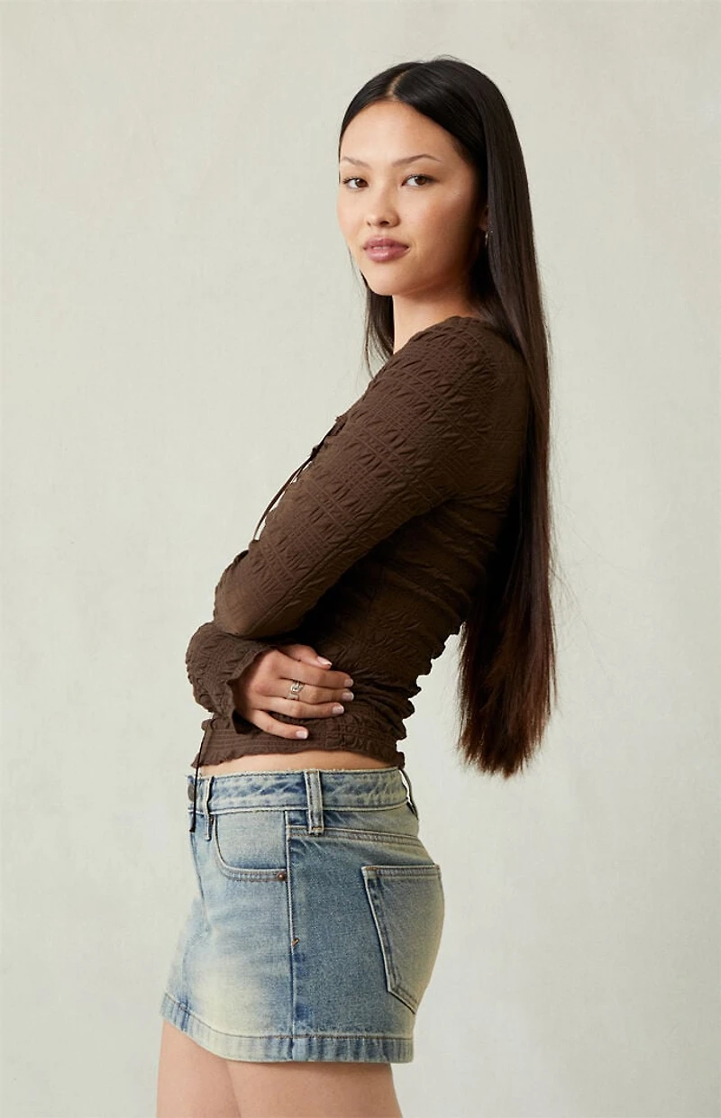 Pacsun Piper Medium Indigo Low Rise Micro Denim Mini Skirt