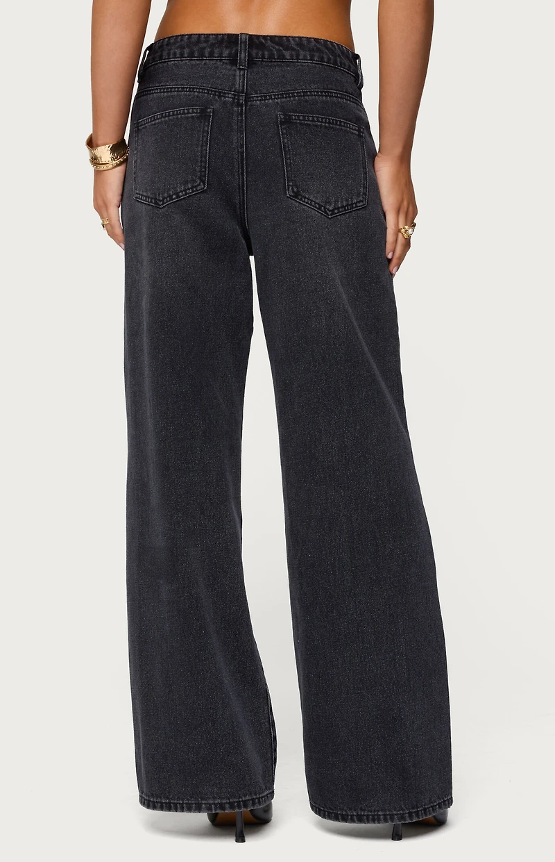 Edikted Ery Wide Leg Mid Rise Jeans