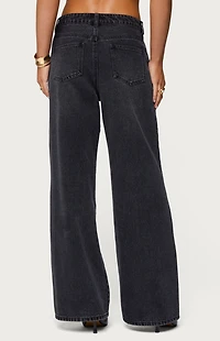 Edikted Ery Wide Leg Mid Rise Jeans