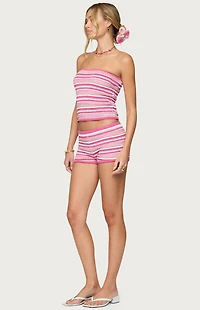 Edikted Nola Striped Textured Knit Strapless Top