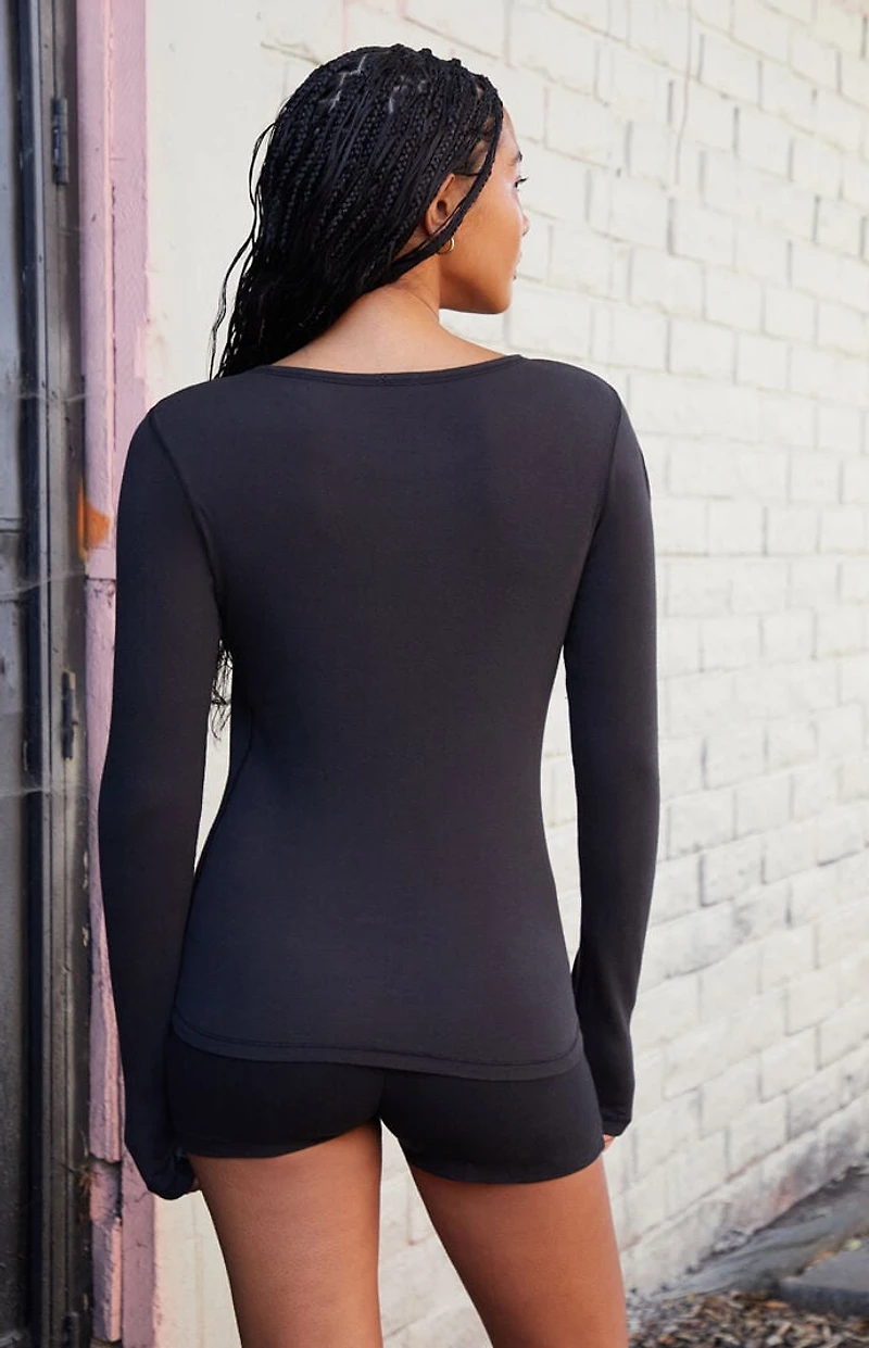 John Galt Black Leah Long Sleeve Top