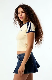 adidas Yellow Knit Short Sleeve Crop Top