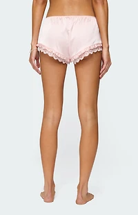 Edikted Clair Ruffle Lacey Satin Effect Shorts