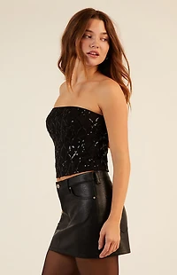 LA Hearts Bow Sequin Tube Top