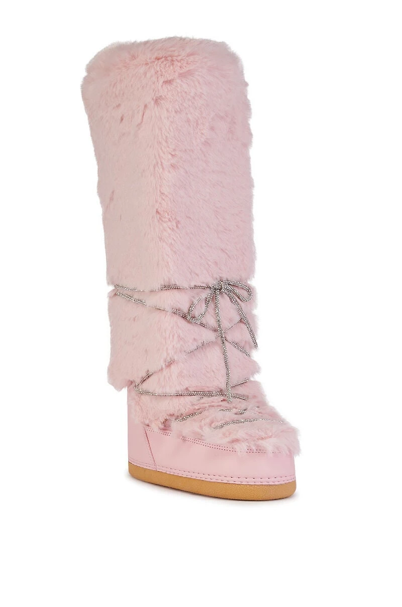 AZALEA WANG Women's Tayton Pink Flat Snow Boots