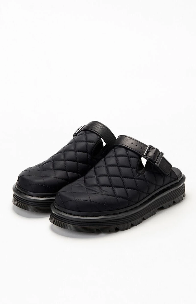 Dr Martens Black Zebzag Quilted Canvas Slingback Platform Mules