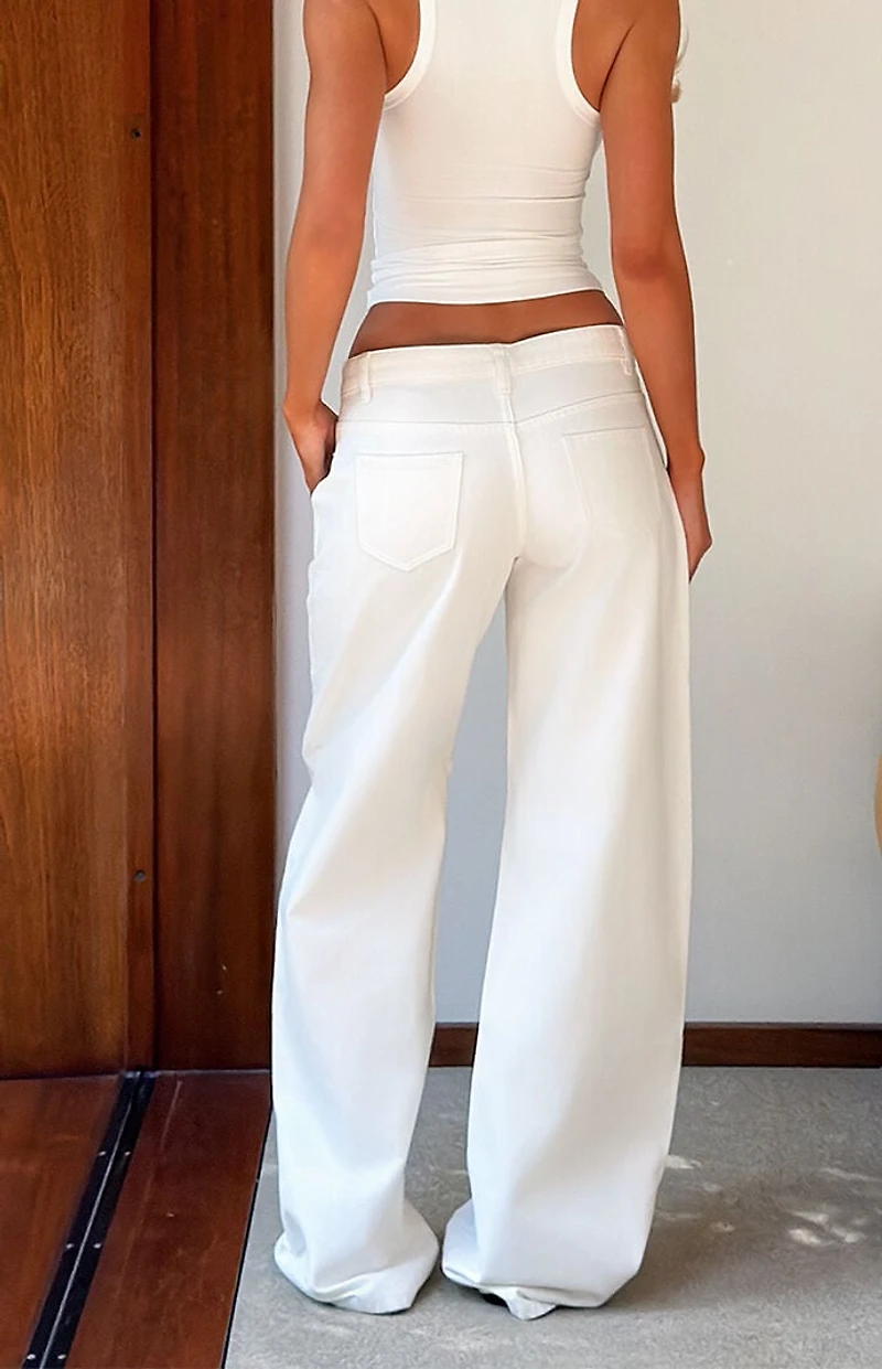 Tiger Mist Maliya White Low Rise Barrel Jeans