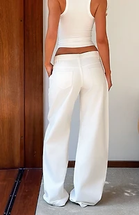 Tiger Mist Maliya White Low Rise Barrel Jeans