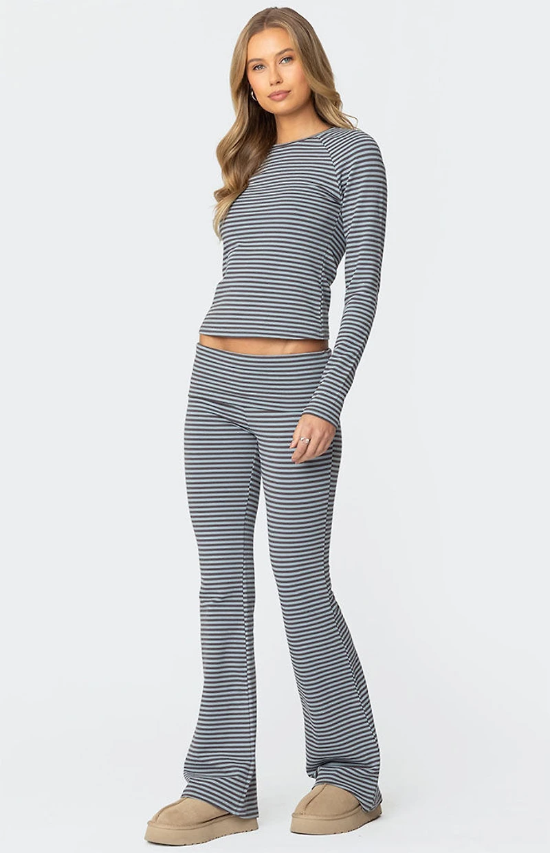 Edikted Kaeli Stripey Flared Leggings