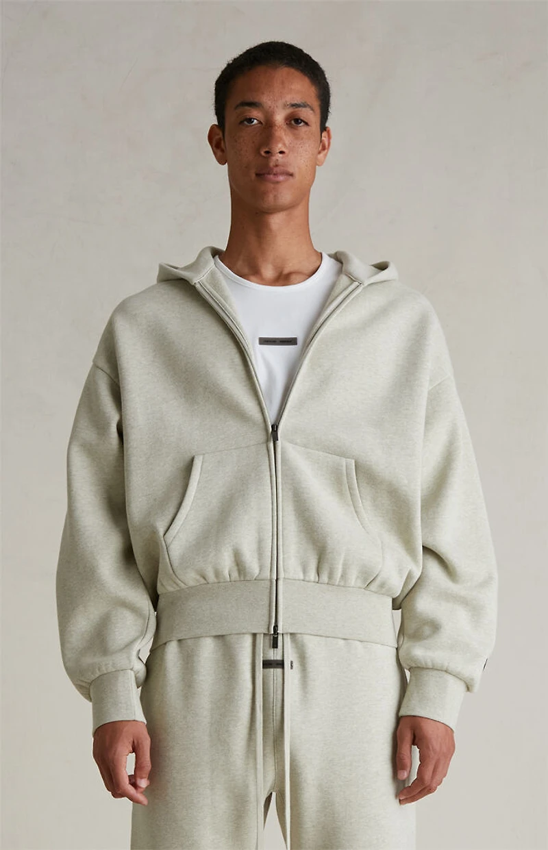 Fear of God ESSENTIALS Heather Stone Classic Fleece Zip Up Hoodie