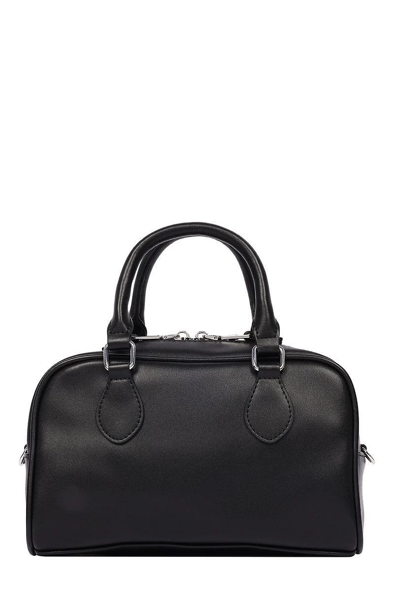 True Religion Black Bombe Logo Satchel