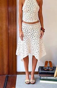 Tiger Mist Synthia Crochet Midi Skirt