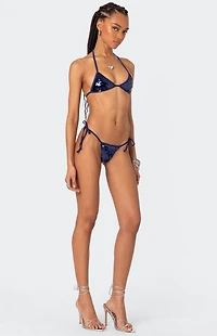 Edikted Lilly Sequin Triangle Bikini Top