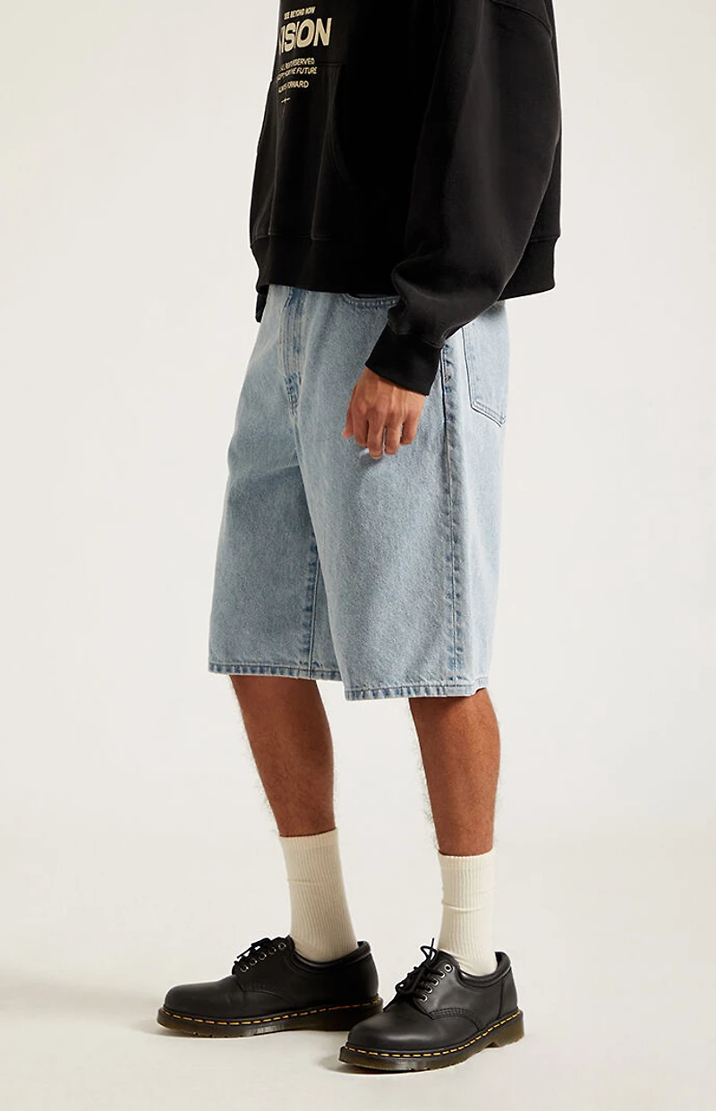 Pacsun Austin Extreme Baggy Jean Shorts Light Blue