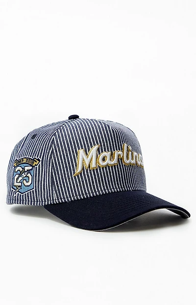 New Era x PS Reserve Miami Marlins Striped Denim 9FORTY Hat