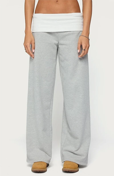 Edikted Idha Contrast Foldover Baggy Sweatpants