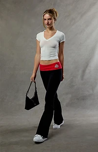 WILD COLLECTIVE Ohio State Fold-Over Flare Yoga Pants
