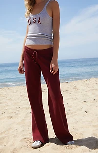 John Galt Burgundy Hilary Soft Flare Yoga Pants