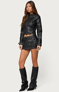 Edikted Zaira Faux Leather Cargo Mini Skort