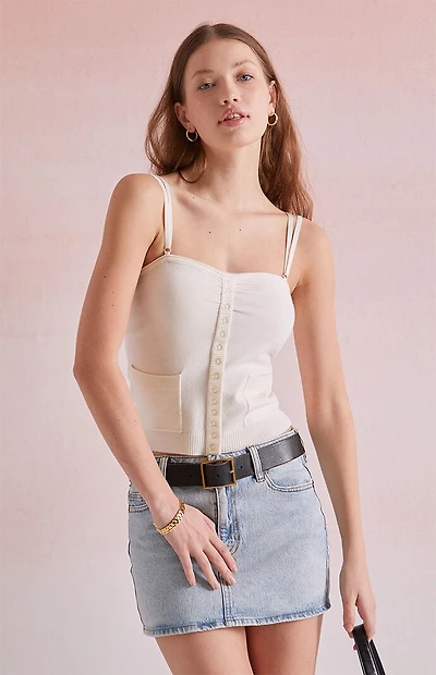 Beverly and Beck Frankie Button Up Sweater Tank Top