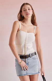 Beverly and Beck Frankie Button Up Sweater Tank Top