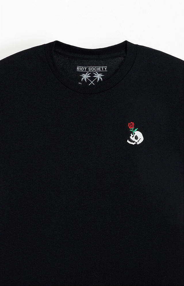 Riot Society Rose Skull Embroidered T-Shirt