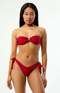 Pacsun Red Celeste Shine Twist Underwire Bralette Bikini Top