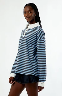 Daisy Street Mona Striped Rugby Long Sleeve Top
