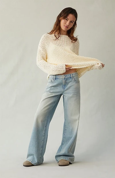 Pacsun Casey Low Rise Baggy Jeans Ripped Light Blue