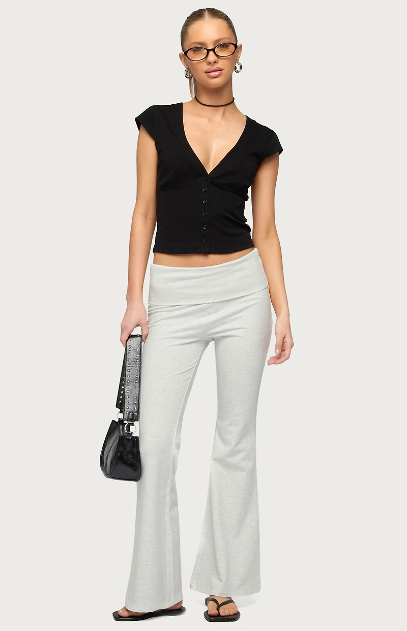 Edikted Petite Naomi Foldover Flared Leggings