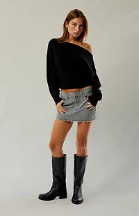 Pacsun Lara Gray Low Rise Denim Mini Skirt